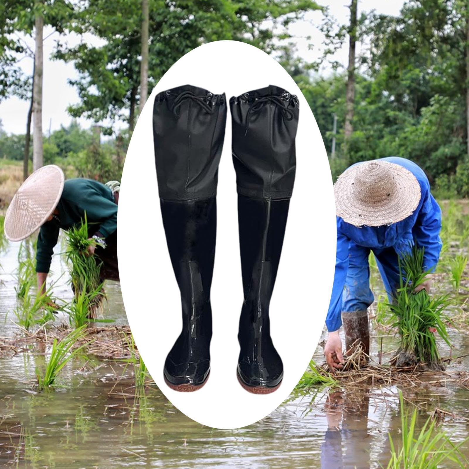 Botas de Pesca, Botas de Caña Alta, Botas, PVC, Altura 60 Cm, Botas Ligeras de Vadeo con Suela Blanda, Botas de Pesca con Calcetín, Botas de P