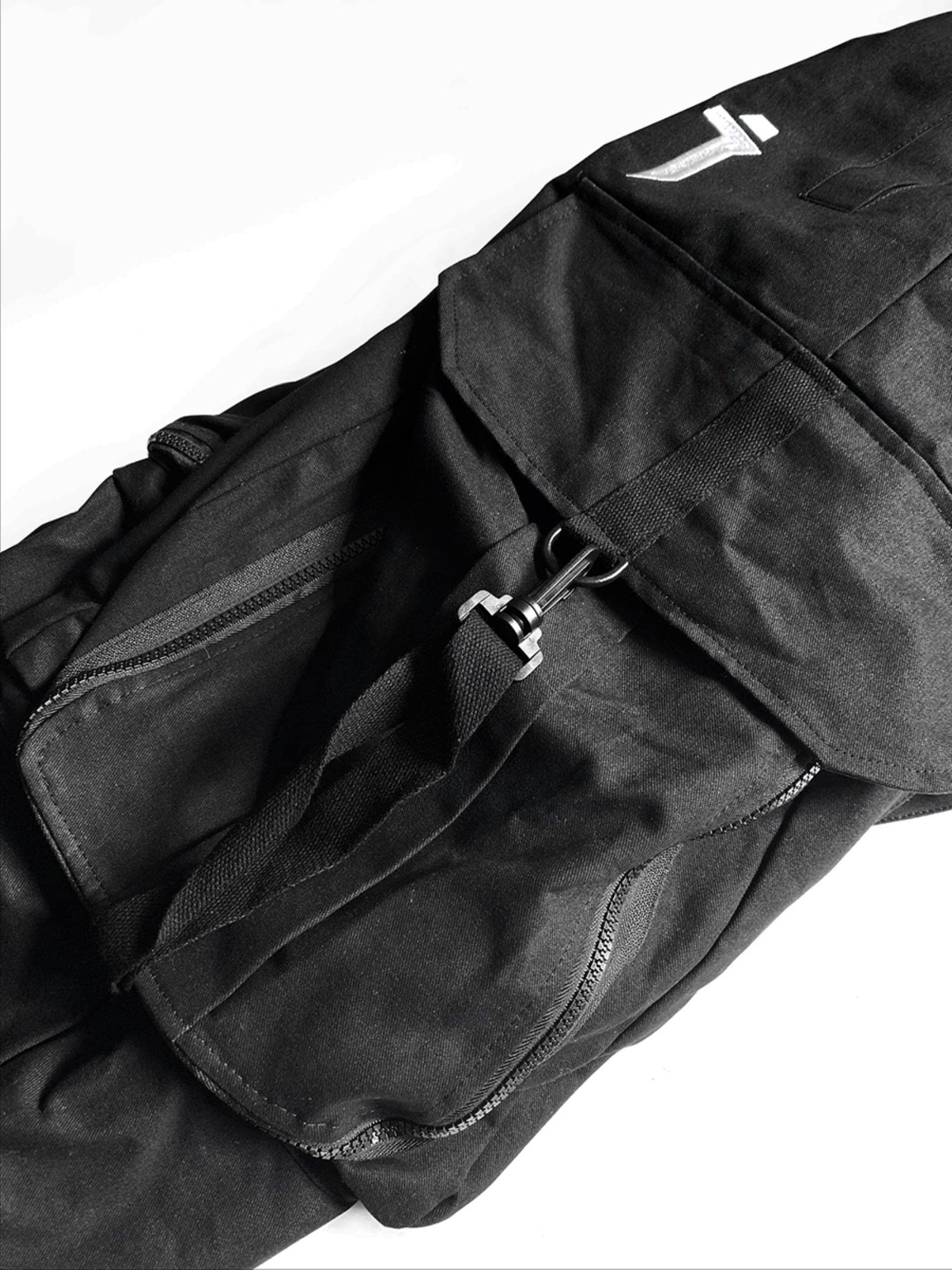 Yujun Japonés Streetwear Techwear Pantalones de Carga para Hombres Baggy Wide Black Jogger