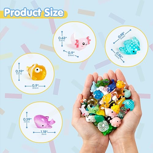 Vista 2 de JOYIN 50 Pcs Mini Ocean Resin Animals Figures, Mini Sea Animals Figurines for Aquarium Ornaments Decorations, Cute Garden Accessories, Slime Charms