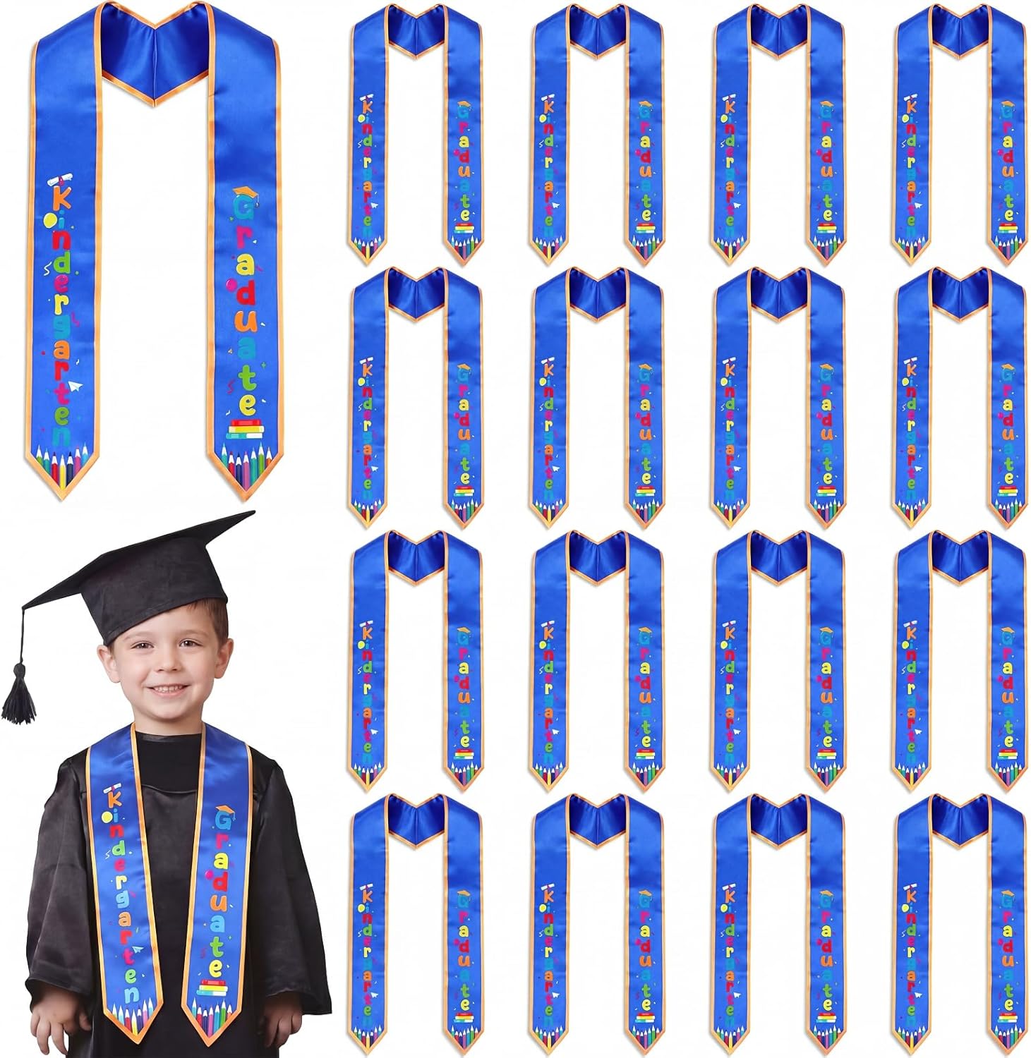 Chicingyou 24 Pcs Kindergarten Graduation Sash Bulk 2026 Grad Stole Preschool Sash for Kids Classroom Party Decoration Gifts
