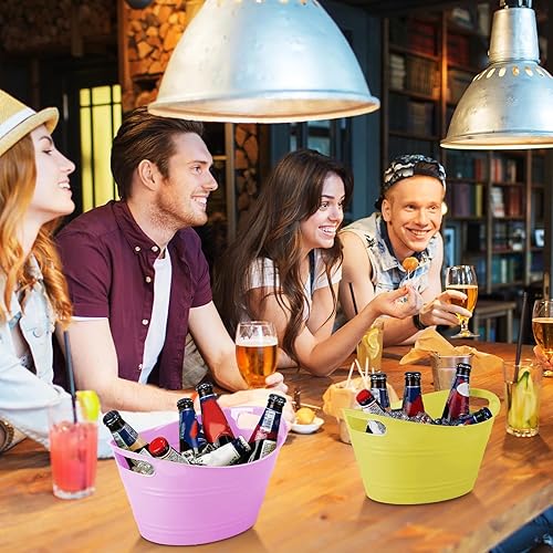 Miniatura 5 de Patelai 6 Piezas Cubetas de Hielo Pack, Cubetas de Hielo de Plástico con Asas, Tina de Almacenamiento Ovalada, Recipiente de Bebidas de Gran