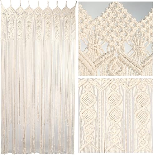 Cortinas de macramé para colgar en la pared, telón de fondo bohemio, cuentas colgantes para puertas, cortina de cuentas, cuentas para puerta,