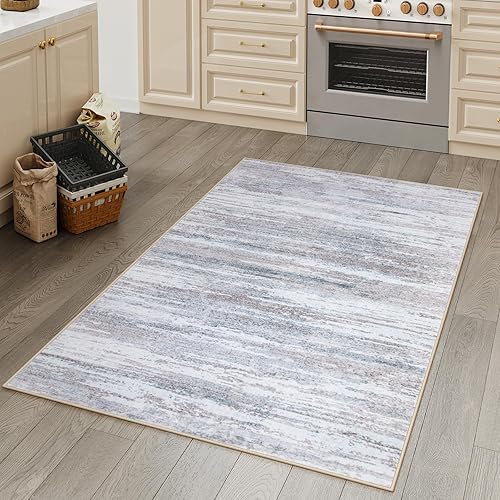 Miniatura 25 de Lahome Alfombra abstracta moderna de 2 x 6 pies, lavable, antideslizante, suave, para lavandería, alfombra ultrafina para dormitorio, baño, pasillo
