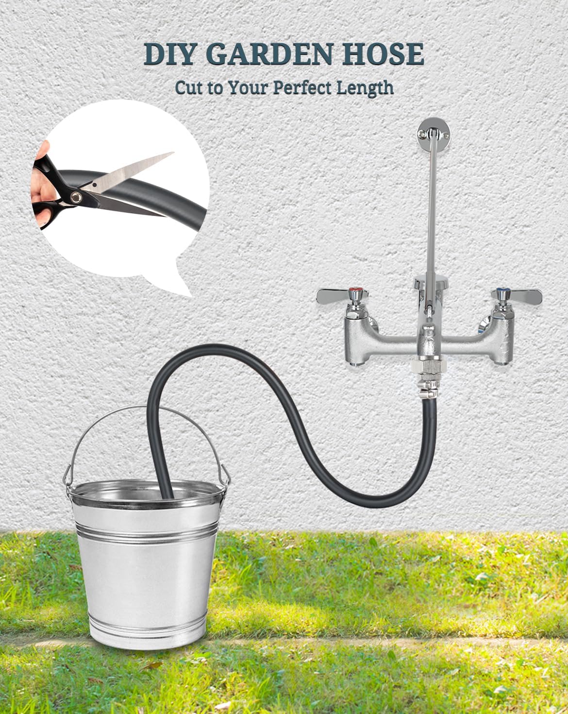 3/4" Mop Sink Hose, 2.4ft (29 inch) Heavy Duty Short Water Hose, Flexible Reinforced PVC with Stainless Steel Tightening Fixture for Mop Sink Faucet, Dehumidifier Drain, Household & Commercial