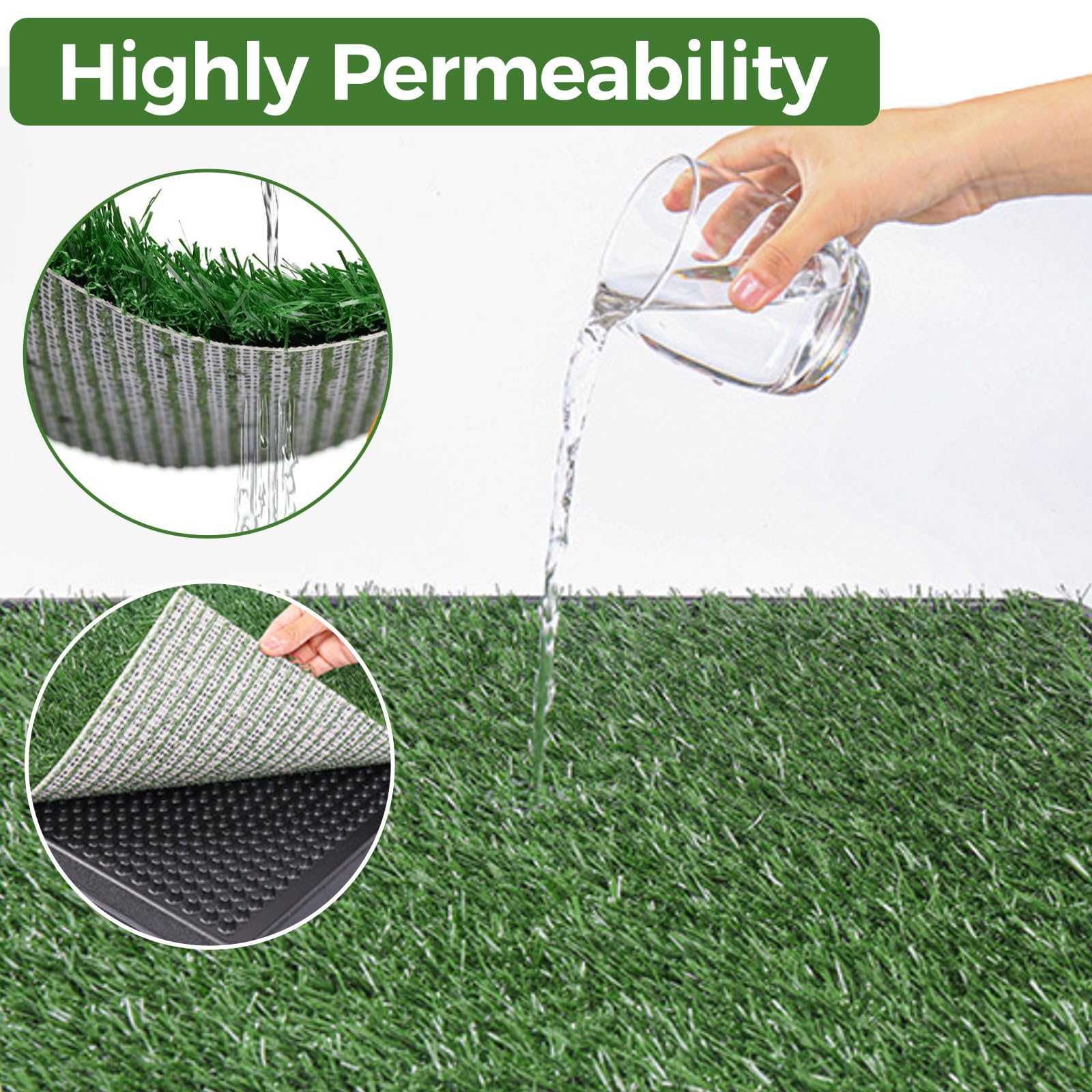 Tapis de propreté chien, Système de Toilette en Gazon Artificiel à 3 Couches, Litière Portable pour Chiens pour l’Apprentissage de la Propreté en Intérieur et Extérieur, 50 x 40 cm (avec pipi pad)