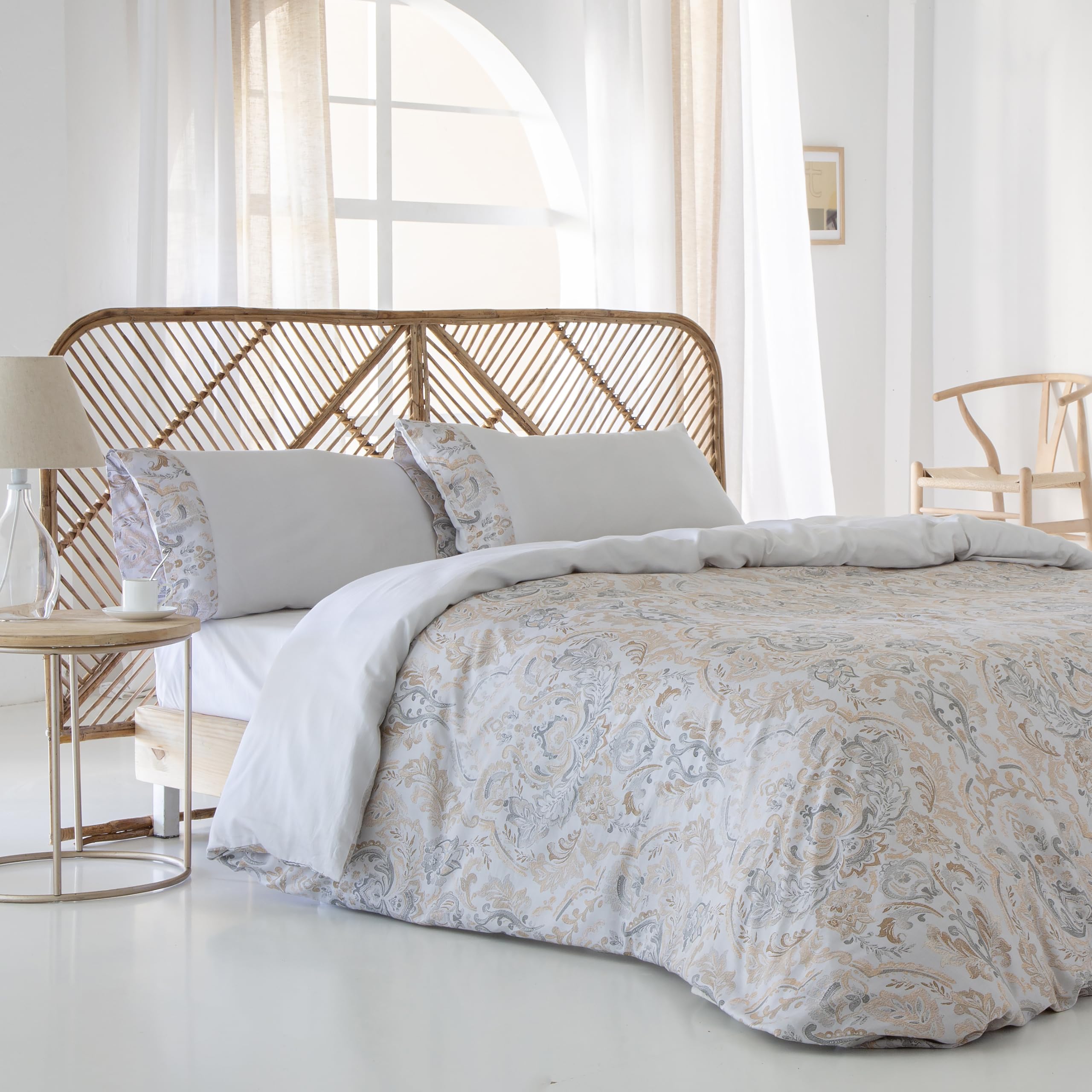 Funda nordica ALGODÓN SATÉN 100% 200 Hilos Cares Cama de 150 Incluye Funda nórdica 240x220 + 2 Fundas de Almohada 100% ALGODÓN SATÉN. Cierre con Botones