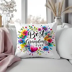 Capas de almofada Best Grandma Ever Gifts 45,7 x 45,7 cm, presentes para avó para aniversário de dia das mães, aniversário, decoração floral para avó, fronhas