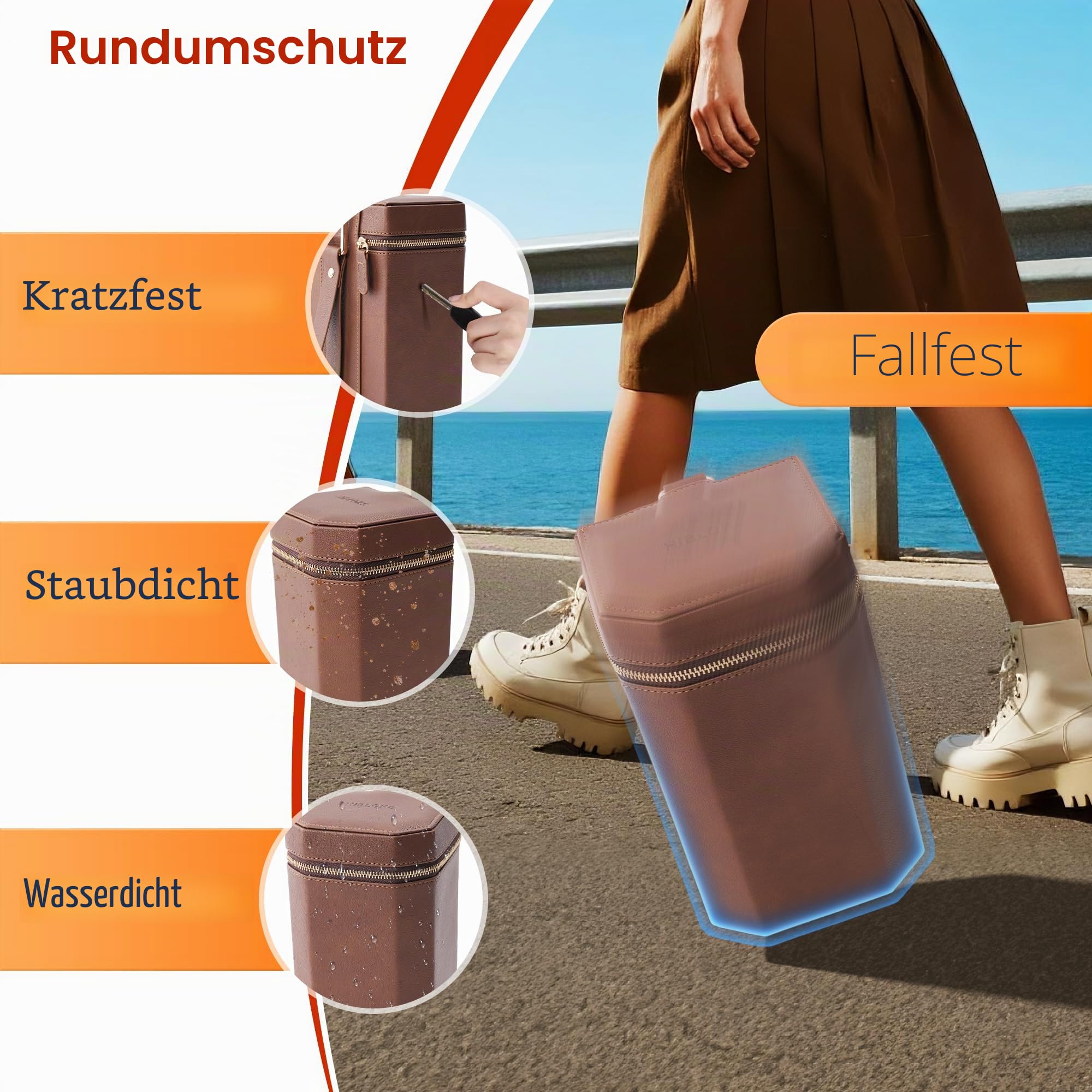 RCstyle Brillenetui Hardcase für Ray-Ban Meta Wayfarer/Skyler/Headliner Ladeetui, Mode Sonnenbrillen Etui Tasche Ray Ban Smart Glasses für Stilvolle Tragbare Reisebrillen Große Kapazität (Braun)