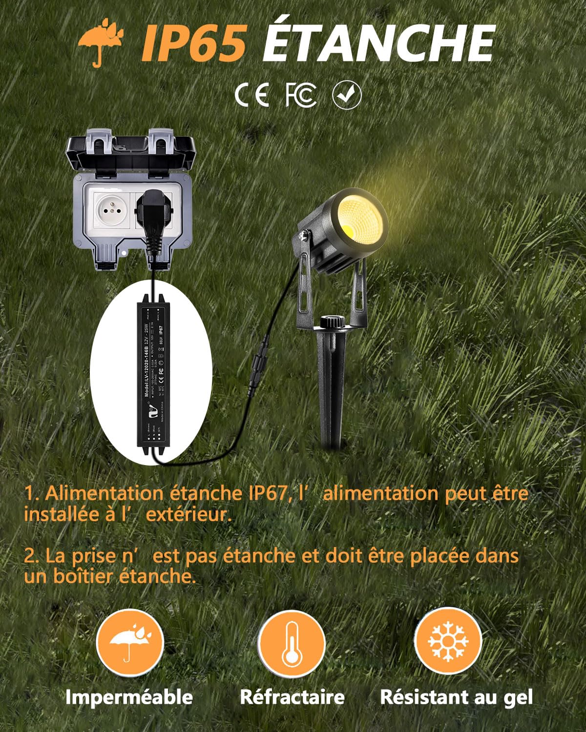 Spot extérieur LED ECOWHO COB Lampe led jardin encastrable spot extérieur à piquer lumiere blanc chaude Étanche IP65 Spot Lighting Paysage LED éclairage Plug pour Tree Bush Cour mur mur lot de 6