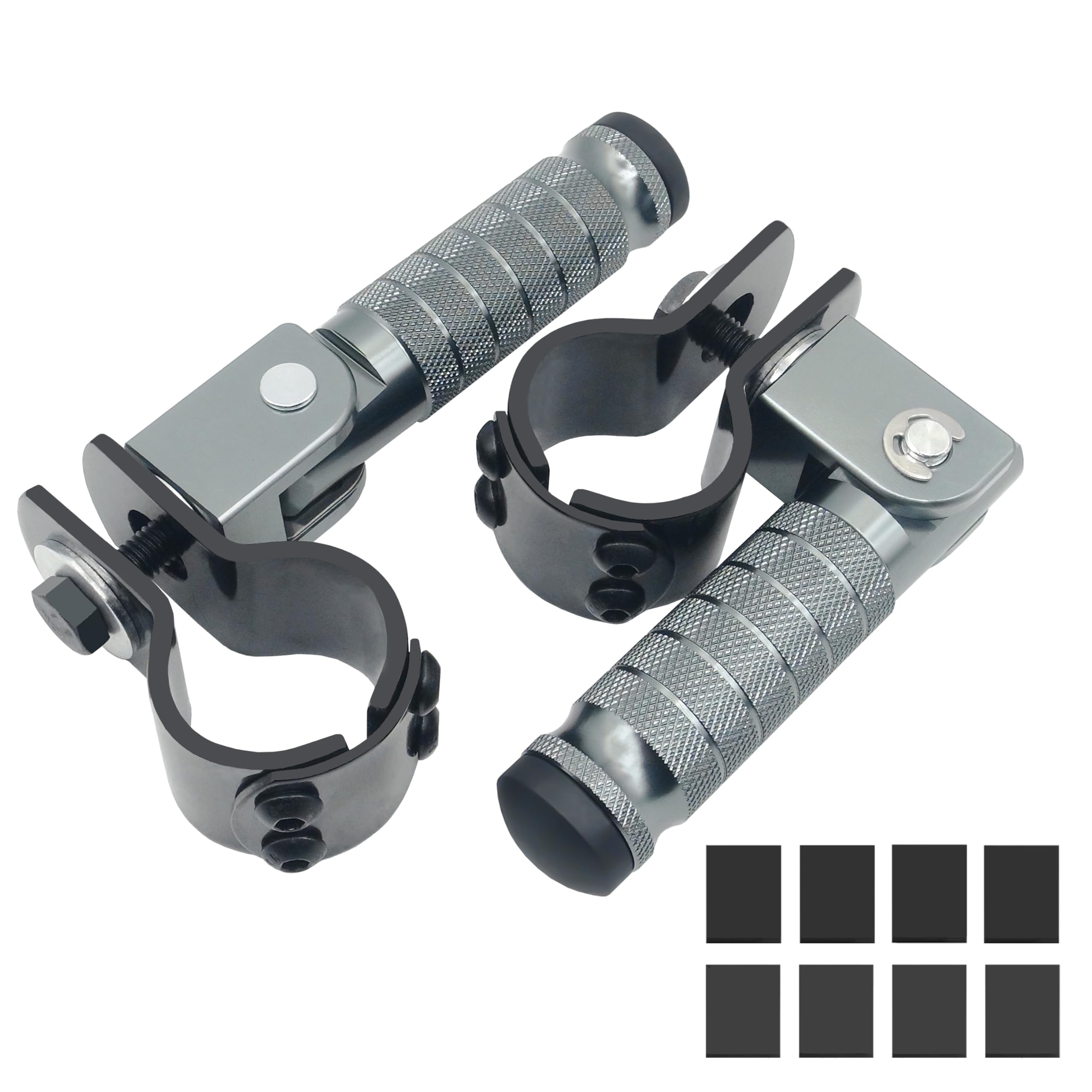 M8 Motorcycle CNC Aluminum 90 Degree Folding Rearsets Folded Motorbike Footrest Bicycle Footpegs Foot Pegs Pedal Universal (Titanium)