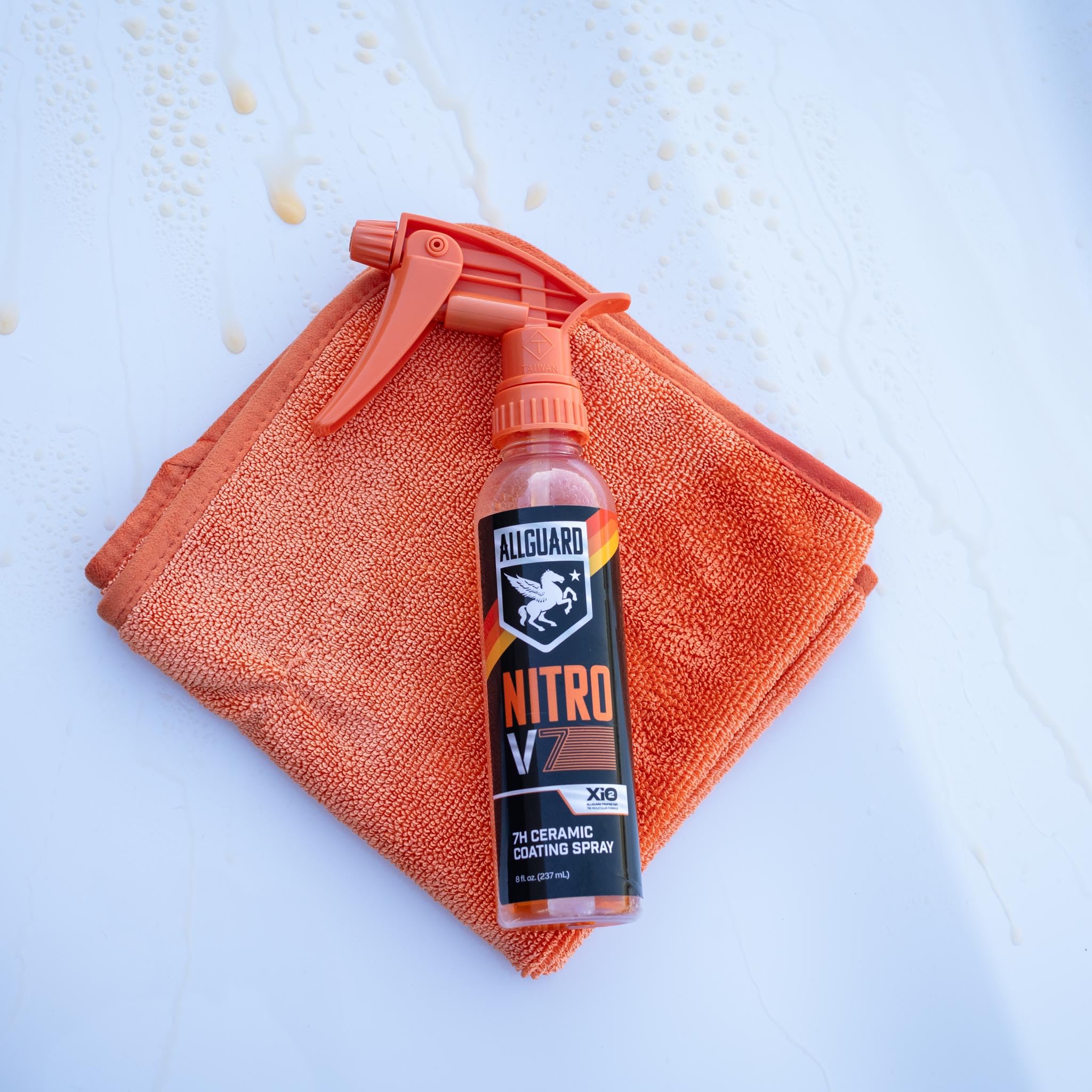 AllGuard NITRO V7 Spray - 7H Ceramic Coating Spray with Proprietary XiO2™ Formula Creates Tri-Molecular Bond - 1+ Year of Hydrophobic, Self Cleaning Protection & High-Gloss Shine - Easy Application