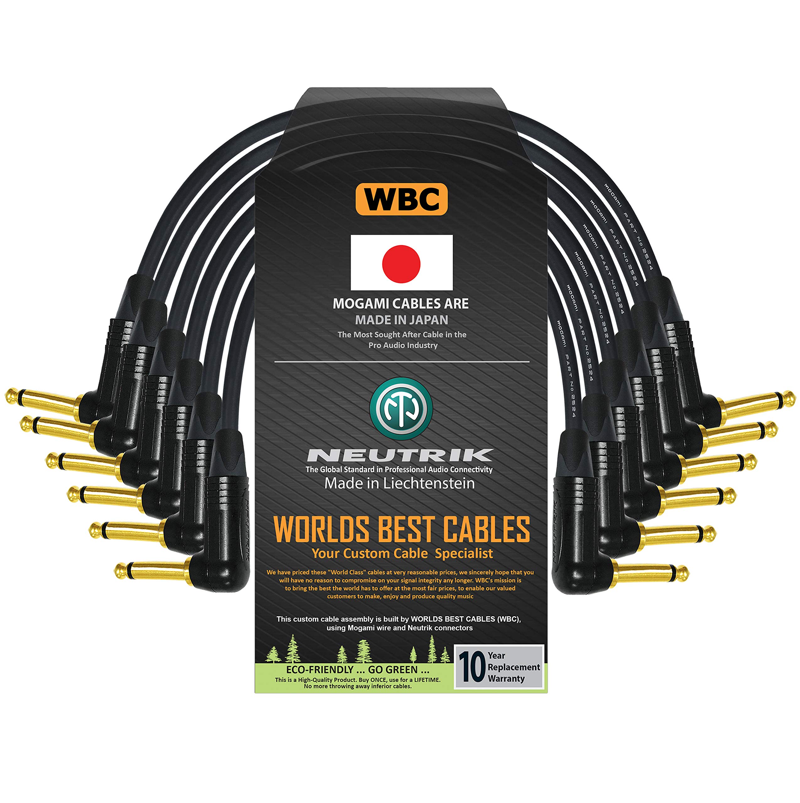 Buy 6 Units 9 Inch Guitar Instrument Cable CUSTOM MADE By WORLDS