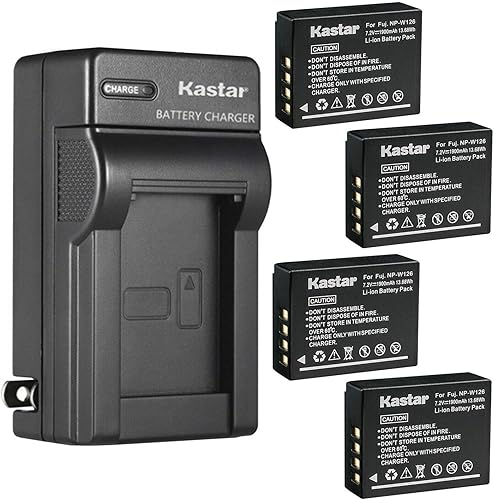 Miniatura 8 de Kastar Paquete de 2 baterías y cargador de pared de CA de repuesto para Fujifilm NP-W126, batería NP-W126s, cargador BC-W126, Fujifilm X-H1, X-M1,