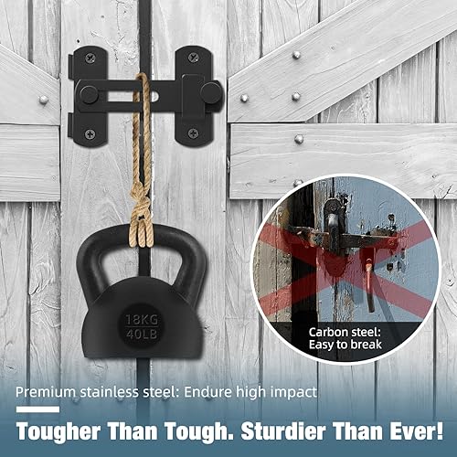 Miniatura 2 de Cerradura de puerta de granero, pestillo de puerta, cerraduras de puerta abatibles para jardín al aire libre, cercas de madera, cierres de puerta