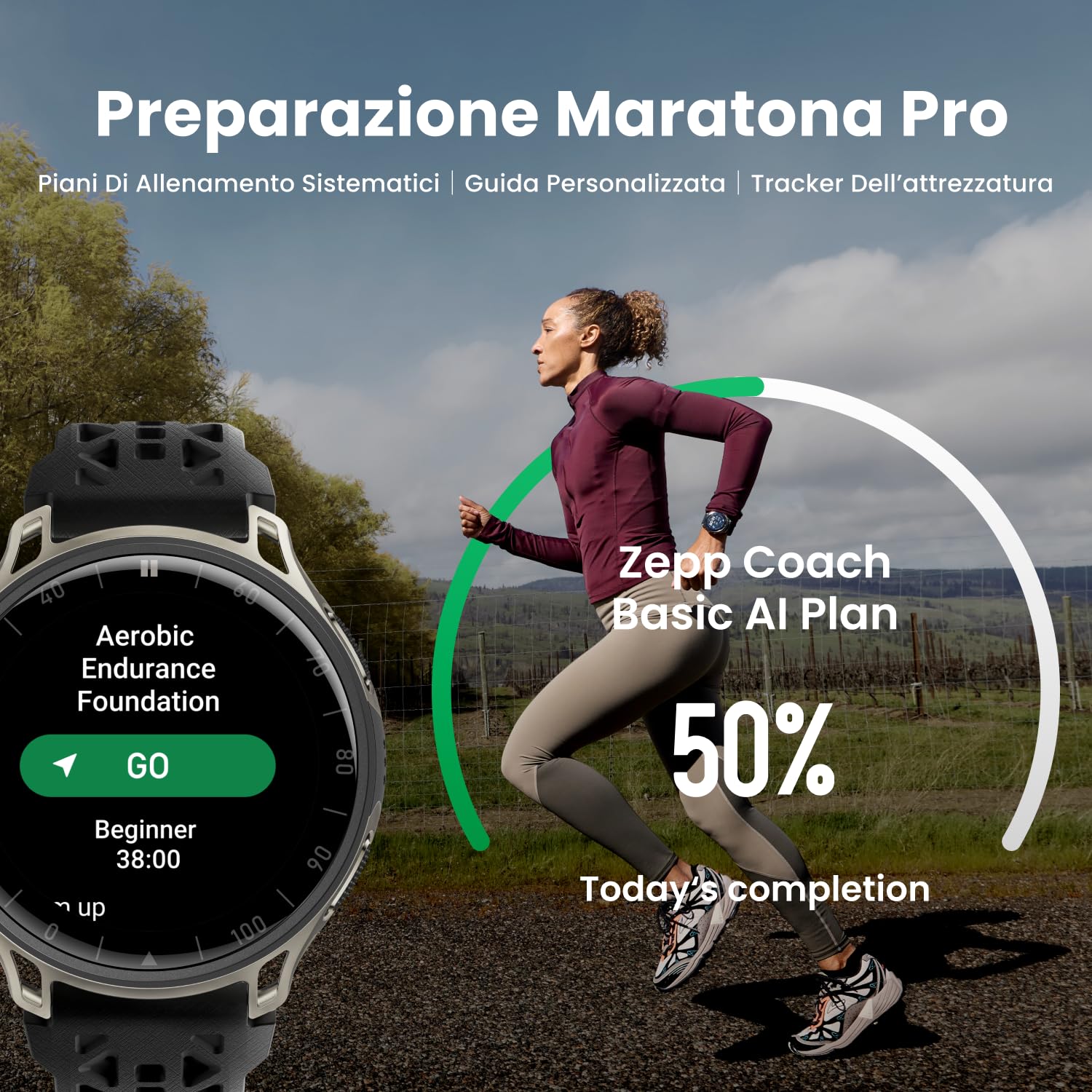 Amazfit Cheetah 2 Pro 48mm Smartwatch GPS per la Corsa, AMOLED da 1,32", Vetro Zaffiro, Cassa in Titanio, 32GB, Autonomia fino a 20 Giorni, 5 ATM, NFC, Torcia, Mappe Offline, 170+ Modalità Sportive