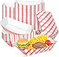 Vista 8 de MotBach Paquete de 100 bandejas de papel extra grandes de 5 libras, botes de papel desechables, bandeja de papel kraft resistente para servir