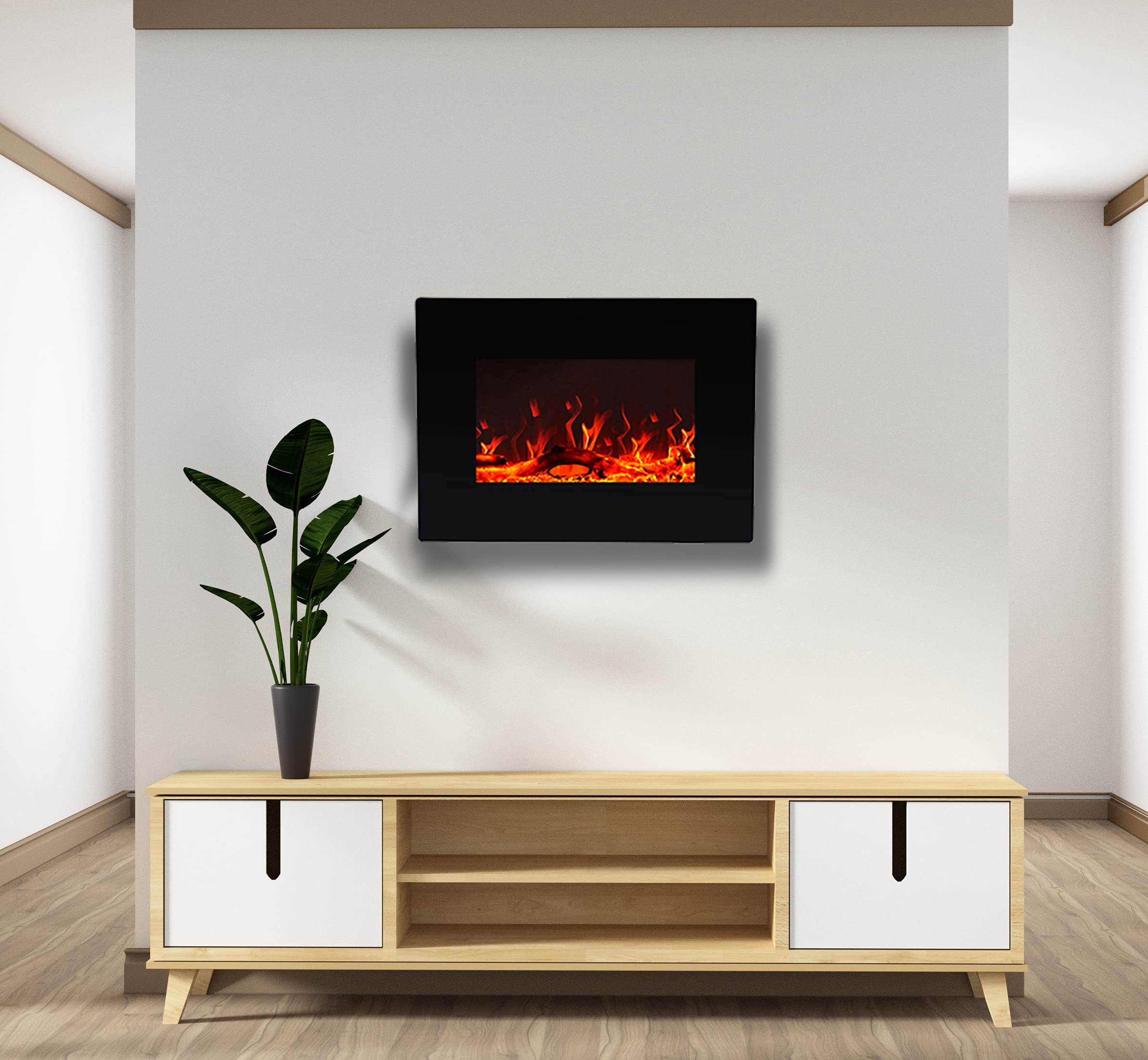 Helios&Hestia Wall Mounted Electric Fireplace, Portable Room Heater