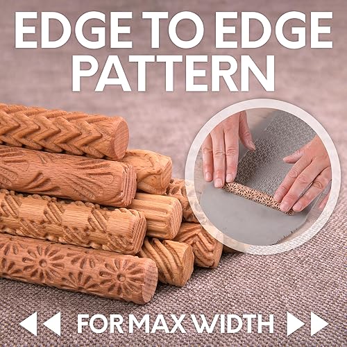 Miniatura 5 de Byllstore Rodillos de textura de arcilla  Paquete de 10  5 pulgadas x 0.65 pulgadas  Herramientas de cerámica prémium