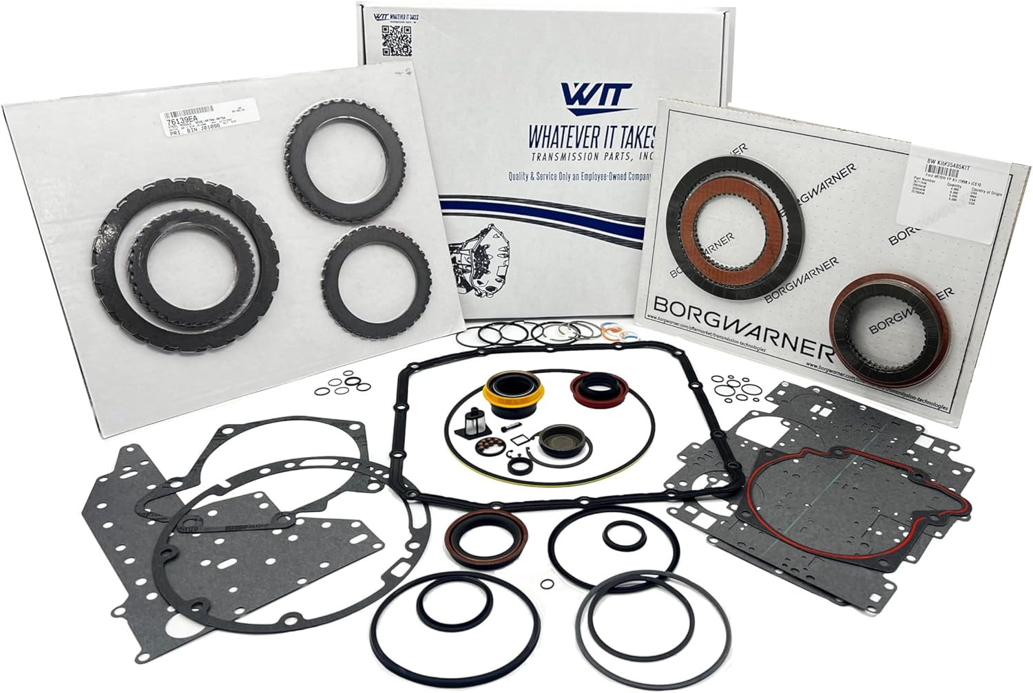 4R75W/4R70E/4R75E Transmission Master Rebuild Kit w/Borg Warner Frictions, Bonded Pan Gasket and Steels 2004-UP