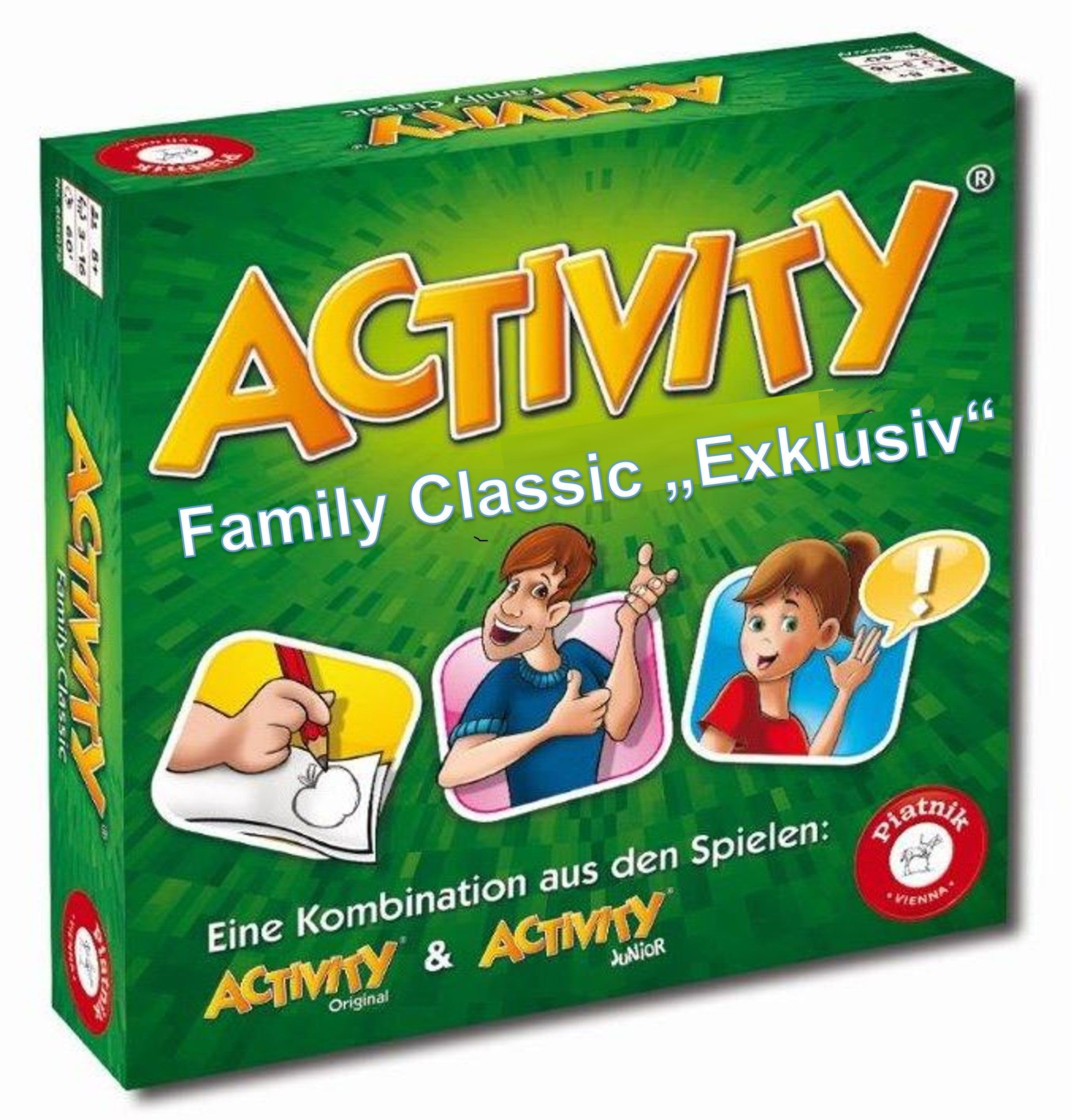 Piatnik 606076 Activity - Family Classic Exklusiv - Der Spieleklassiker als Kombination aus Activity Junior und Activity Original - Pantomime, Zeichnen, Erklären, Partyspiel
