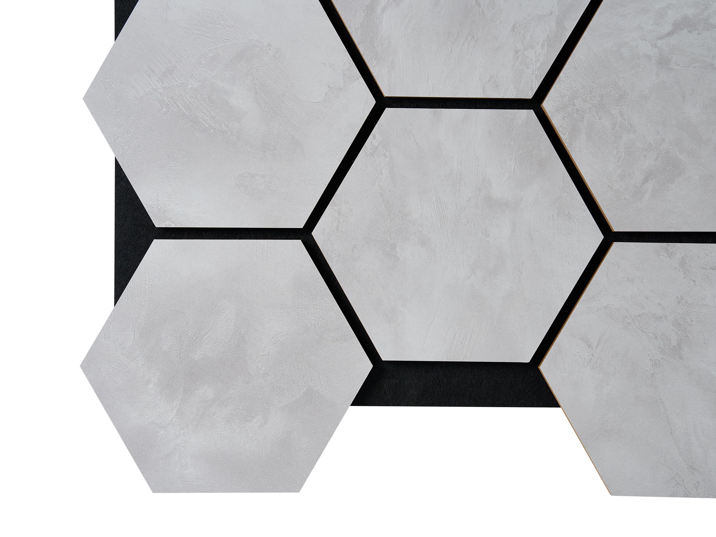 Fuse Acoustic Wooden Hexagon Wall Panels in Concrete Effect, 4 Pack