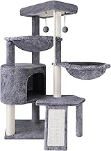Xin Three Layer Cat Tree with Cat Condo and Two Hammocks,Grey
