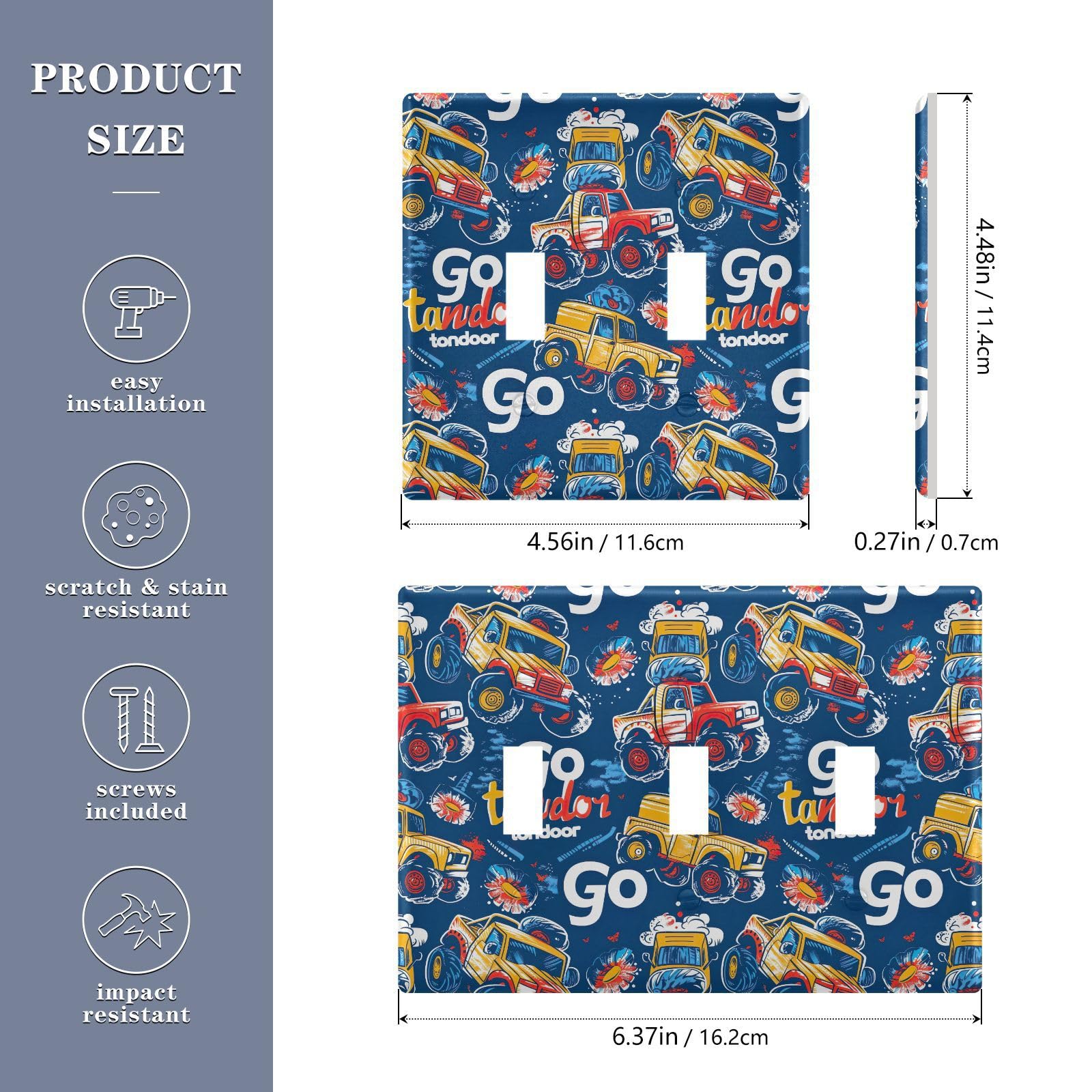 UMIRIKO Cartoon Car Light Switch Cover Plate Covers Decorative Double Toggle Home Decor 202b5764