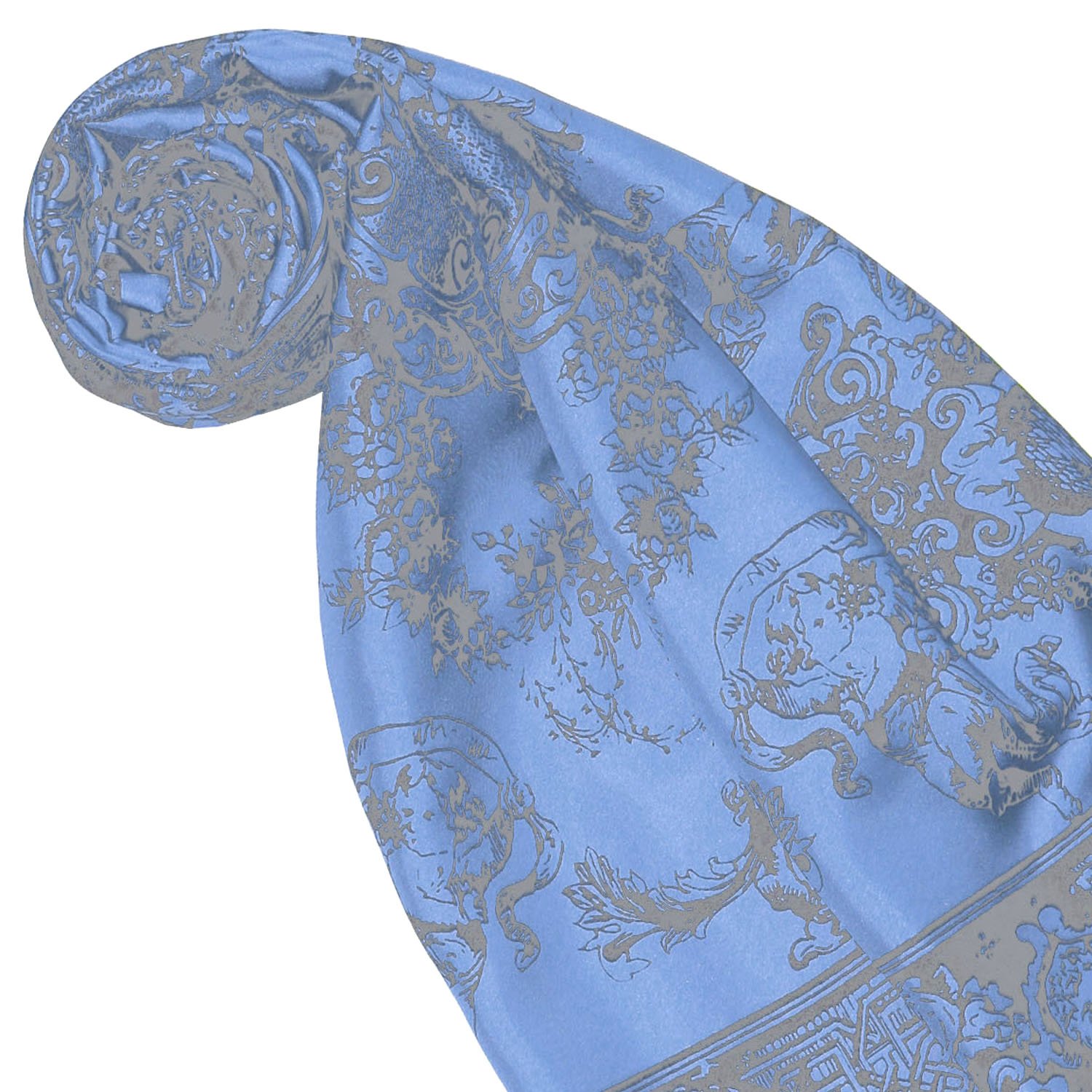 LORENZO CANA Foulard pour la femme – écharpe de 100% soie pour le printemps et l´été, carré avec les mesures de 90 x 90 cm – en bleu clair bronze