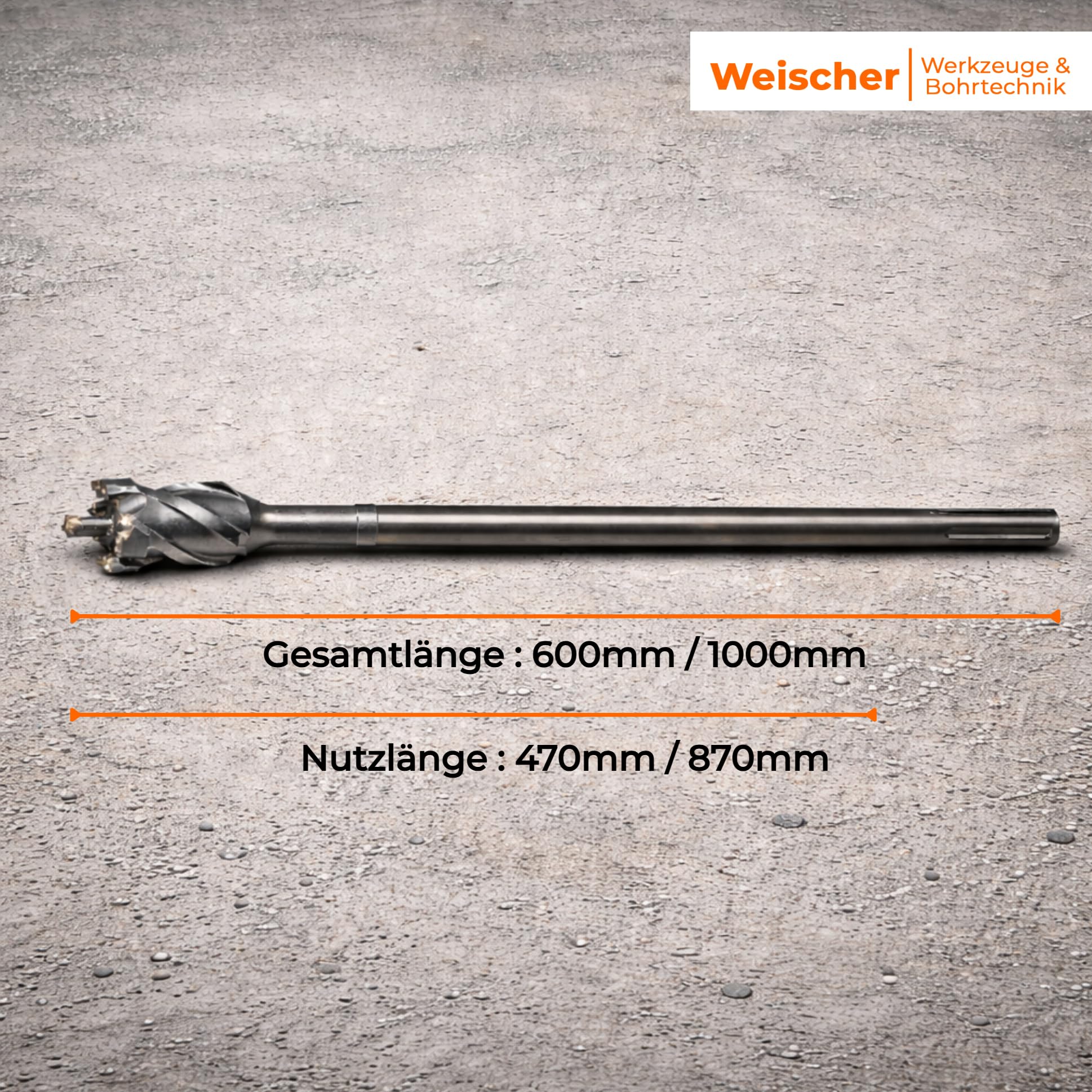 Weischer® SDS Max Durchbruchbohrer 80 x 1000 mm I Mauerdurchbruchbohrer Betonbohrer I 6 Schneiden I tiefe Löcher ohne stemmen I Mauerwerk, Ziegel, Beton, Stein
