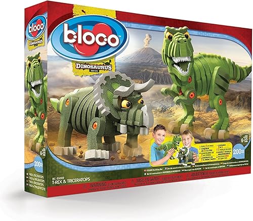 Miniatura 2 de Bloco Toys T-Rex & Triceratops  Juguete STEM  Dinosaurios Jurásicos  Juego de construcción de construcción de bricolaje (200 piezas)