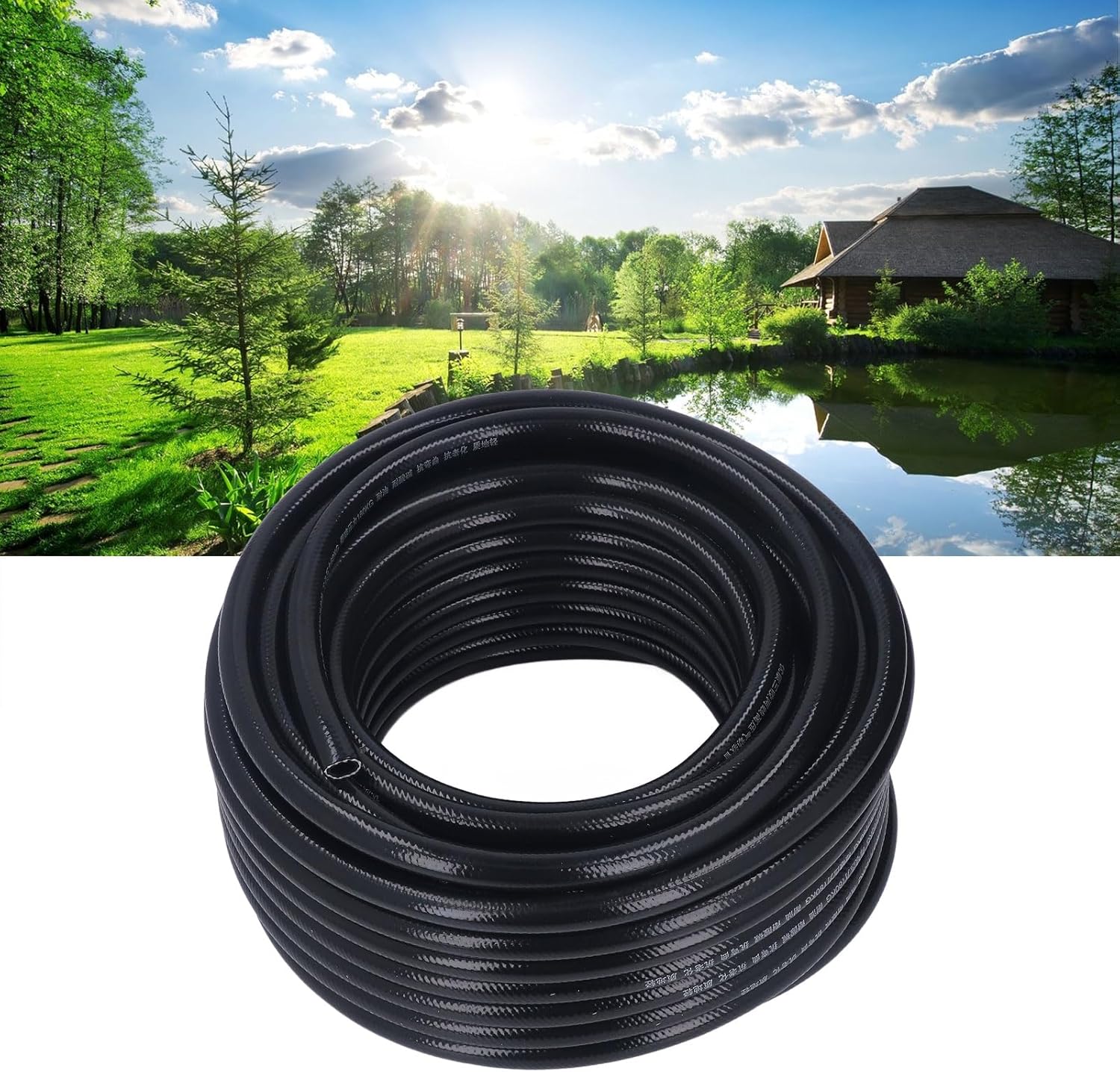 Self Sinking Aeration Hose, 100 Feet 3/8 Inch Pond Aerator Hose Kit Water Lake Aeration Hose with Barb Fitting and Clamps
