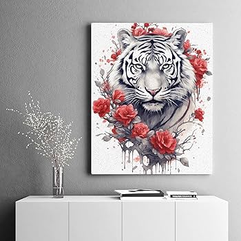 油絵　虎 Amazon.co.jp: Hzong 数字油絵 和風 タイガー 虎 トラ とら 太陽