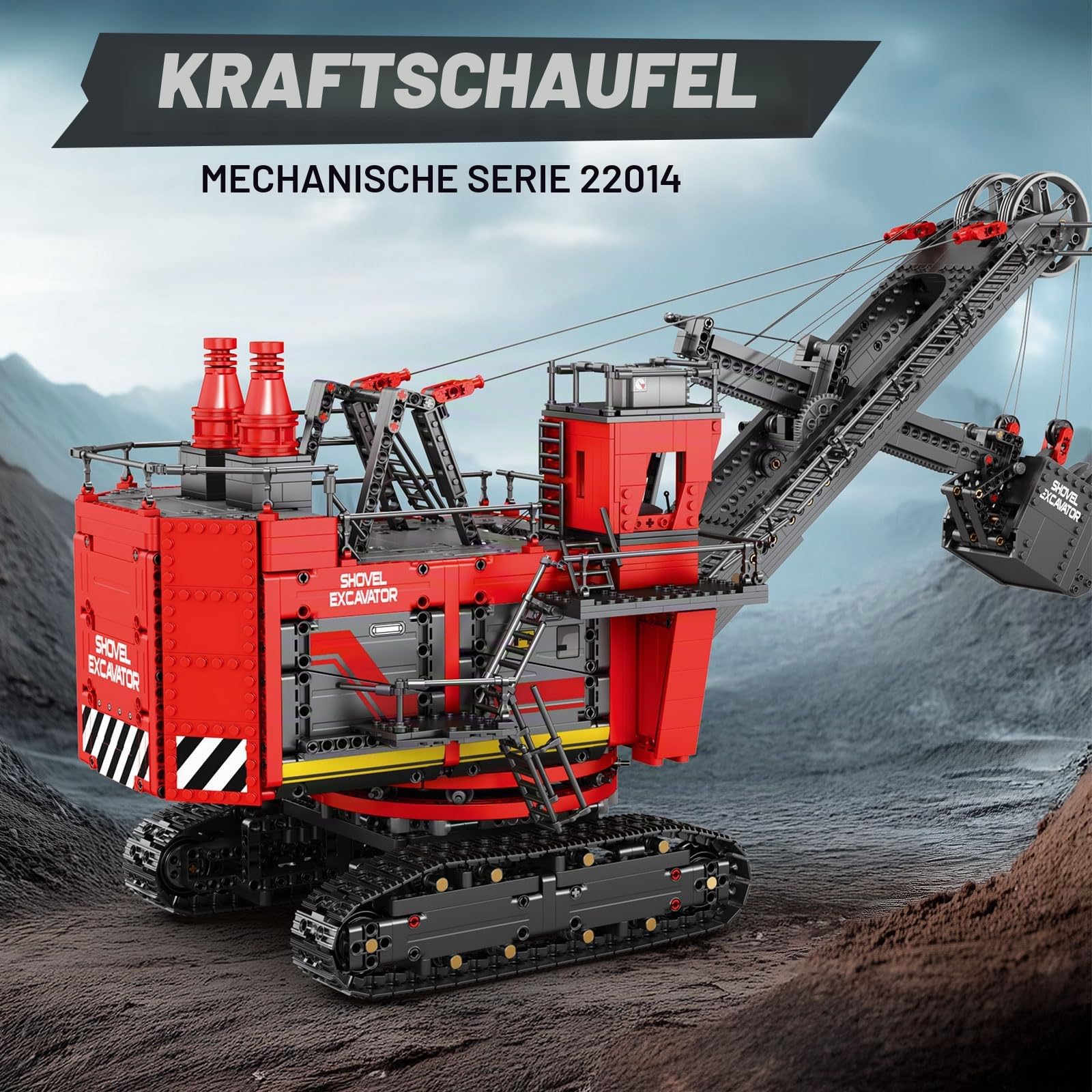Reobrix RC-Bagger-Bausteinset 22014, Bagger-Fahrzeugmodellbausatz, APP- und ferngesteuertes Konstruktionsspielzeug, Geschenke für Erwachsene, Jungen, Mädchen, Kinder ab 14 Jahren (2688 Teile)