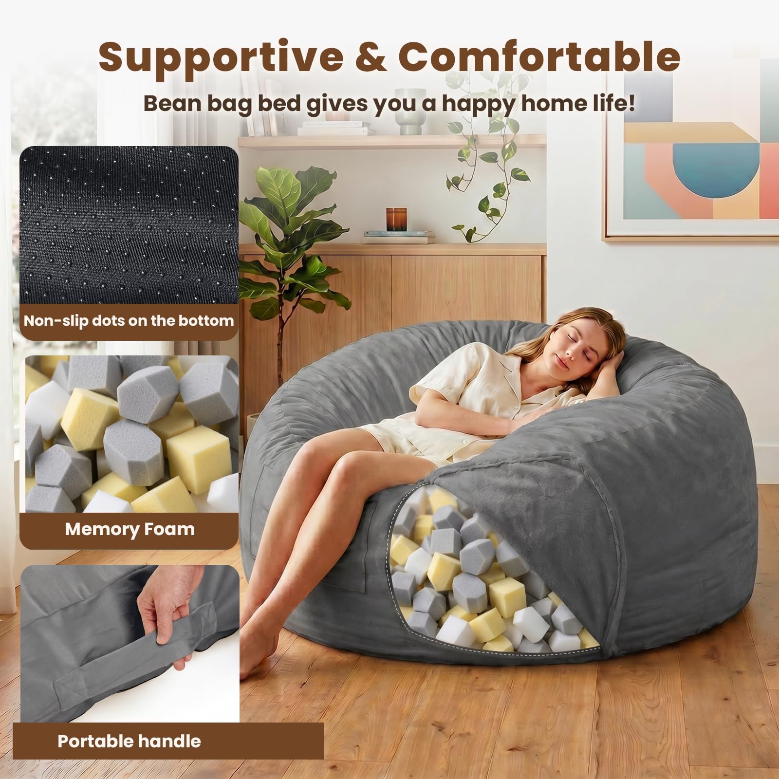 Pouf Lit Convertible en Velours Côtelé, Transformable en Matelas d’Appoint Ultra Confortable, Pouf Salon 3 en 1, Pouf Chambre Utilisable en Futon Matelas de Sol, Gris