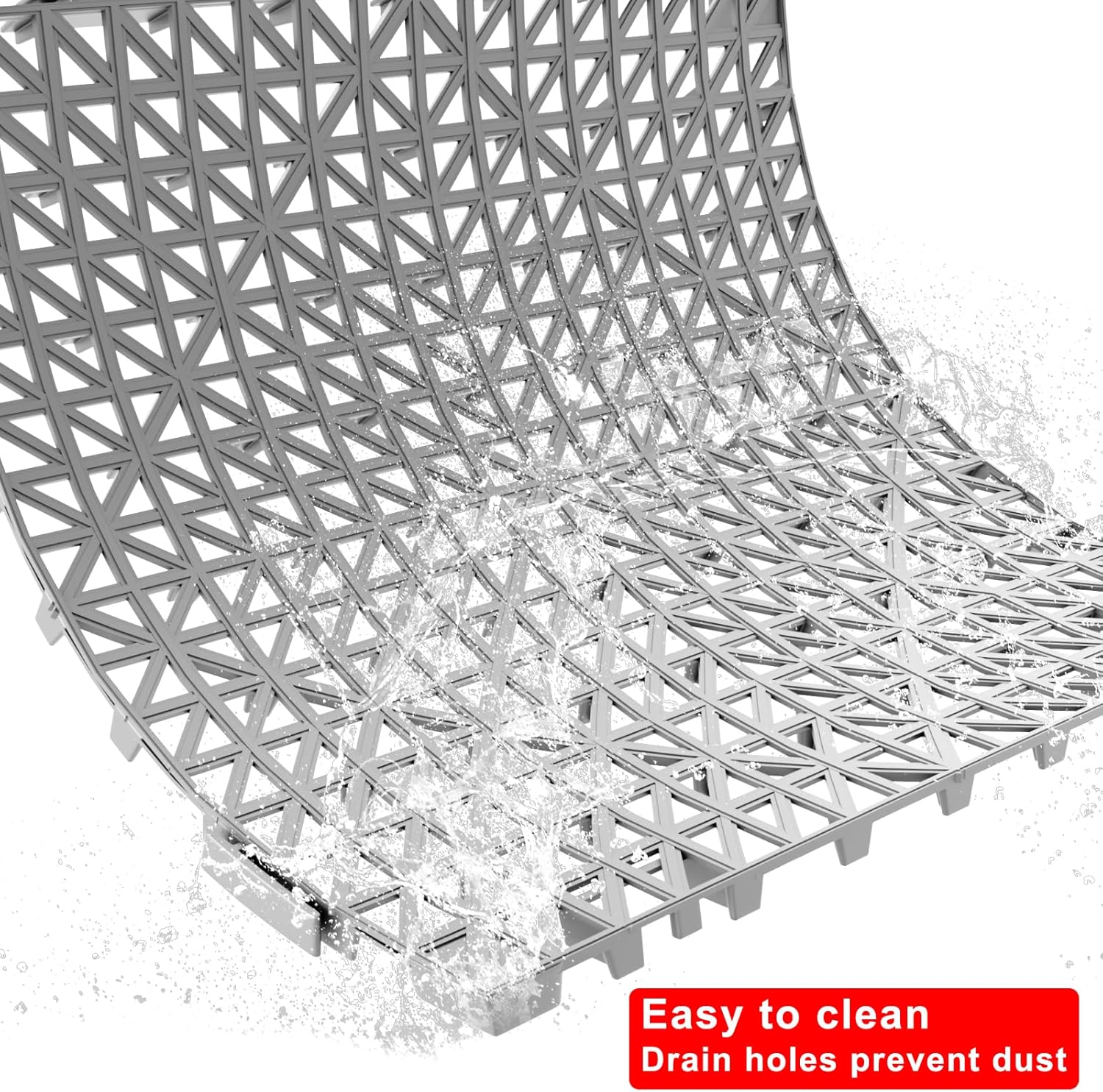 12 PCS Modular Interlocking Cushion Interlocking Floor Tiles with Hole Drainage Tiles Mat Non Slip Pool Deck Mat Outdoor for Drain Deck Pool Patio Shower Kitchen Balcony (Grey, 12 x 12 Inch) - Image 5