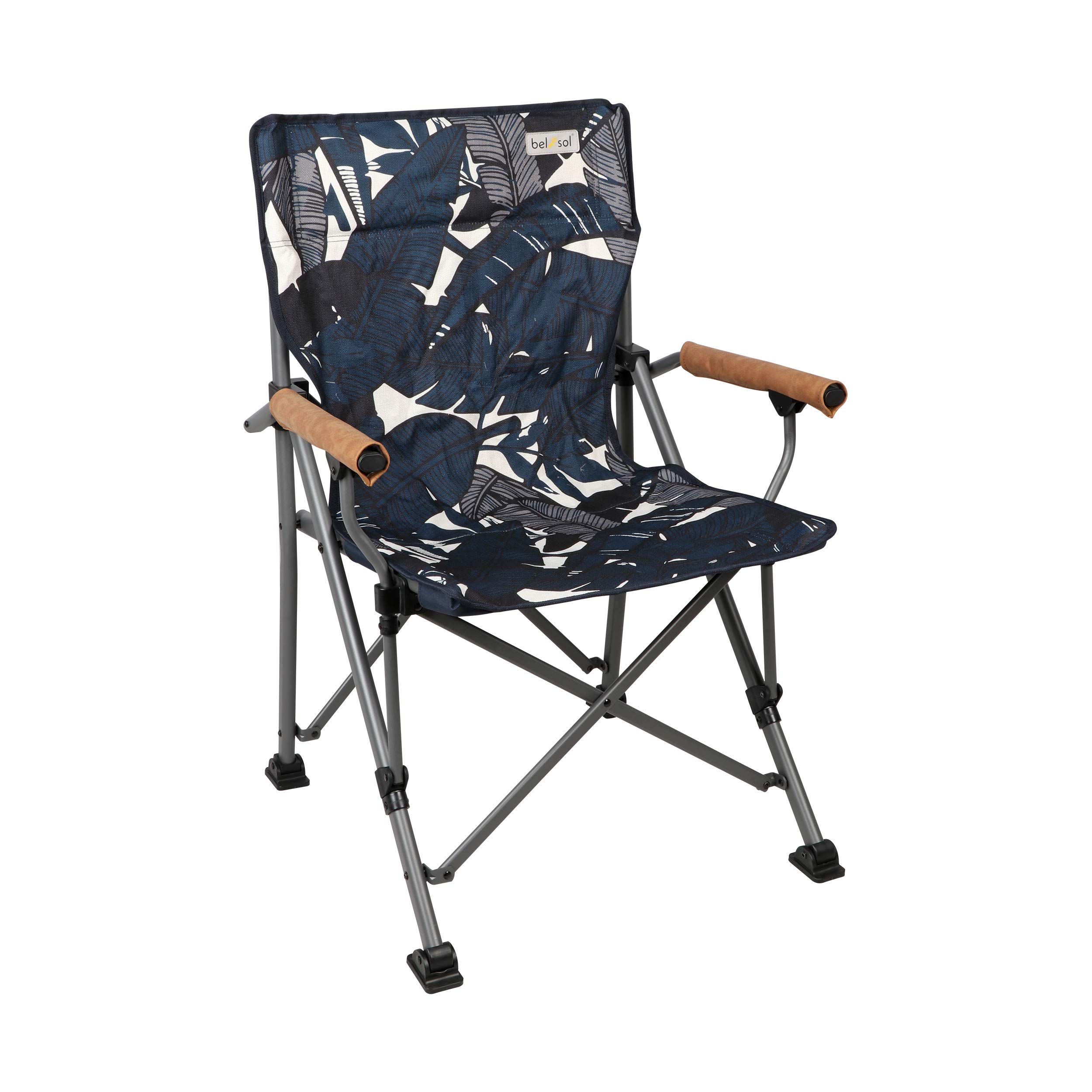 bel sol campingstühle Bel-Sol Unisex's, Navy Blue, Mila Eco-Friendly Sustainable Foldable Camping Armchair with Cup Holder, Setup, UV Resistant and Easy to Clean – with Free Storage Bag Sporting Goods Roulotte Camping Le Domaine de Color:Navy-USA