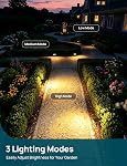 Linkind Éclairage solaire Étanche à l'extérieur IP67, StarRay Lumières solaires extérieures dusk-to-Dawn 3 Modes d'éclairage Spot solaire lumières extérieures pour jardin, cour, paysage (blanc chaud, 6 Boîte)