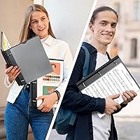 Vista 6 de WOT I 2-Pack Telescoping 3 Ring Binder Notebooks - Customizable Cover, 5 Dividers & Pocket Folder in One Slim Organizer (60 Sheets Included), Black