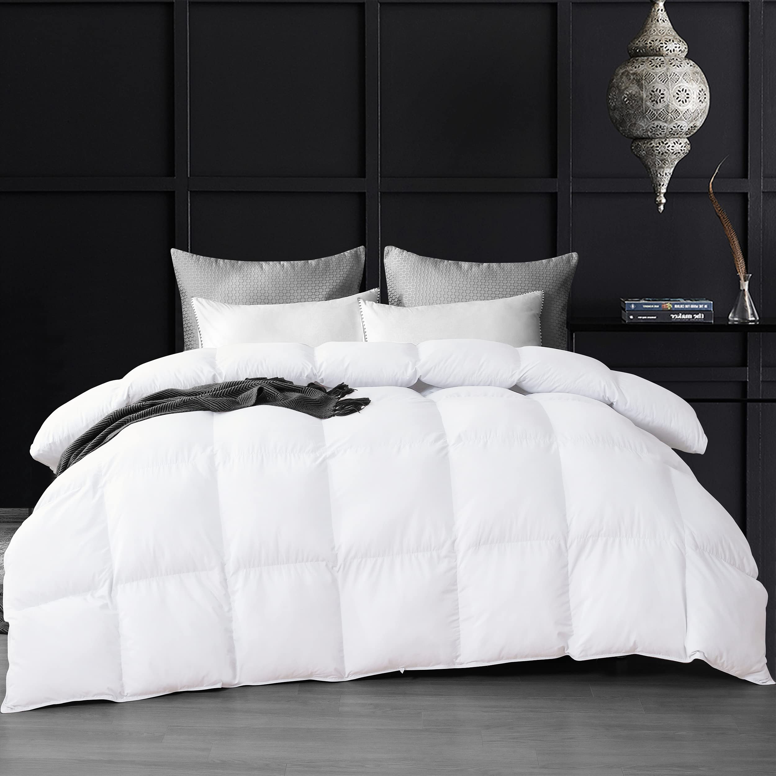 LUZERN GOOSE Down and Feather Comforter All Year Around White Queen Size Duvet Insert-Extreme Soft 1