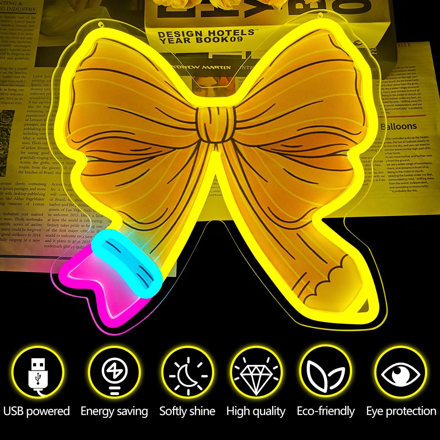 Pencil Bow Neon Sign for Wall Decor Classroom Led Sign Back To School Decorations Teacher Neon Light Pencil Coquette Bow Light Up Signs for Classroom First Day Of School Decorations Gift Office Porch