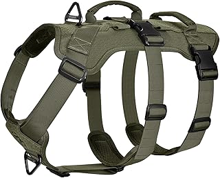 OneTigris Hundegeschirr, T-Bone Taktisches Geschirr mit 2 Griff Ausbruchsicher Einstellbar Brustgeschirr für Hunde Jagd Wandern Trainierung Spaziergang Outdoor-Aktivitäten (Grün, M) product image