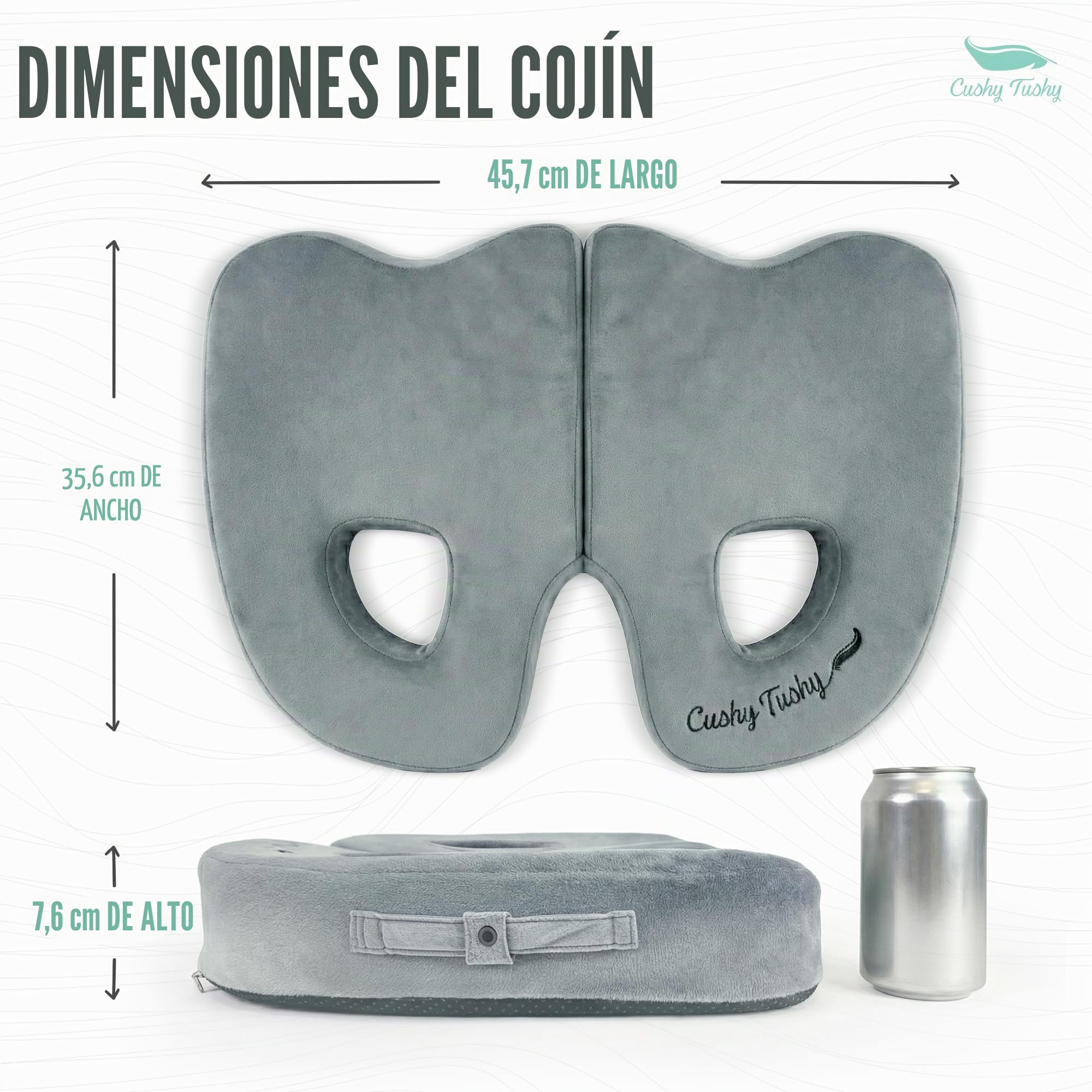 CushyTushy - Cojín piriformis plegable para aliviar el dolor de hueso de la cola para uso en el hogar, sillas de oficina y asientos de coche, cojín de síndrome piriformis