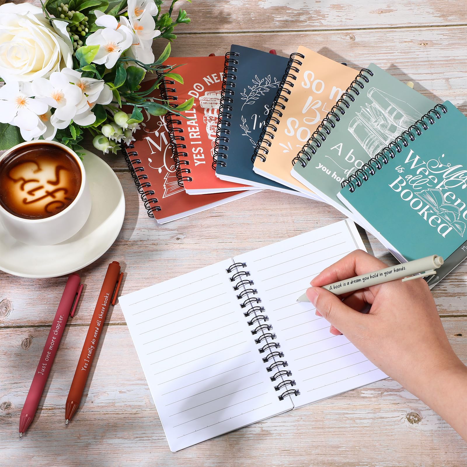 Thenshop Lot de 30 carnets à spirale inspirants pour les amateurs de livres - Cadeau de Noël - Journal de lecture pour lecteur, étudiant, enseignant, jour des bibliothécaires (couleur vive)