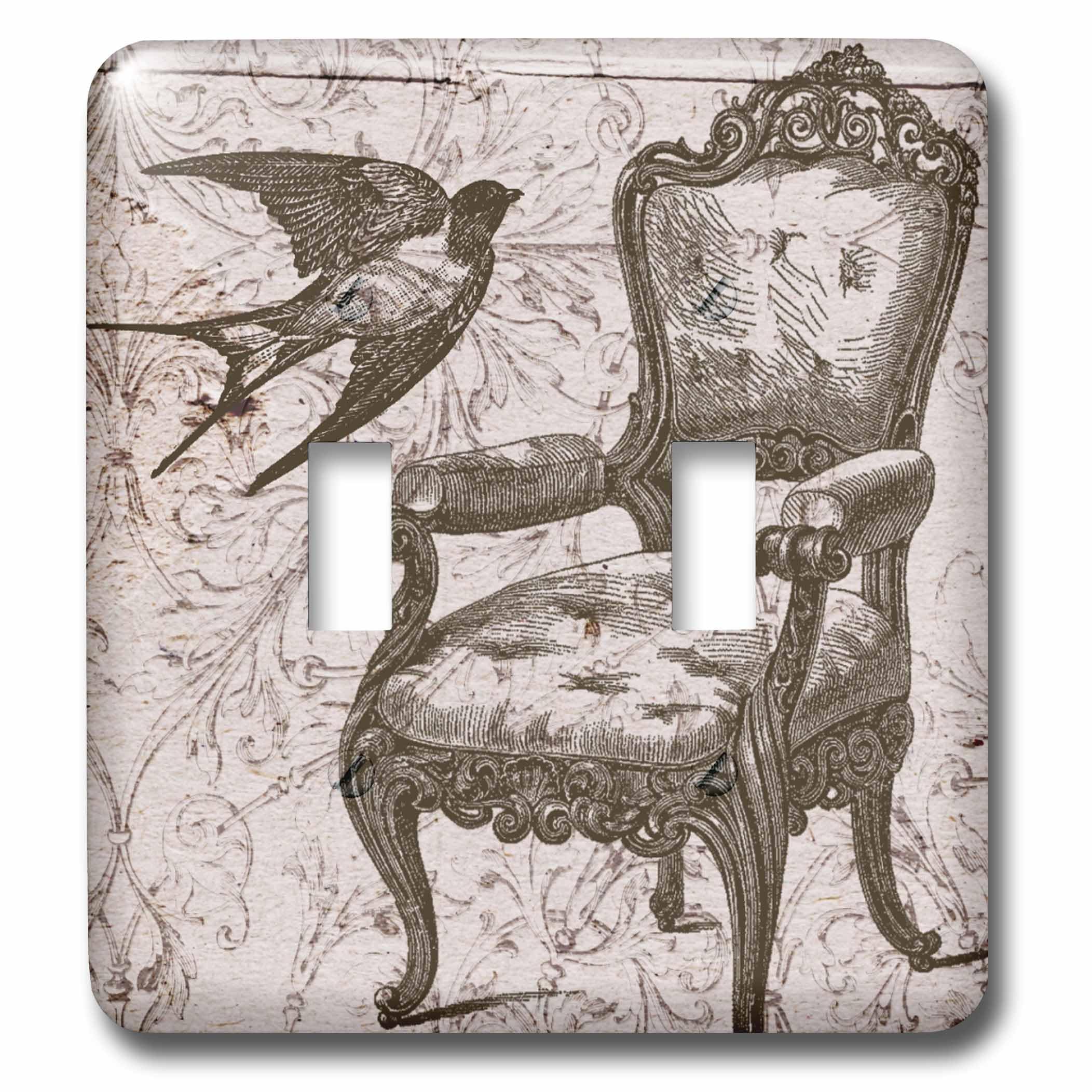 Double interrupteur à bascule vintage multicolore chaise oiseau lsp_110259_2
