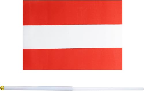 Miniatura 2 de Paquete de 50 banderas pequeñas de mano de Austria austria austriaca bandera nacional de país, suministros de decoración de fiesta para desfiles,