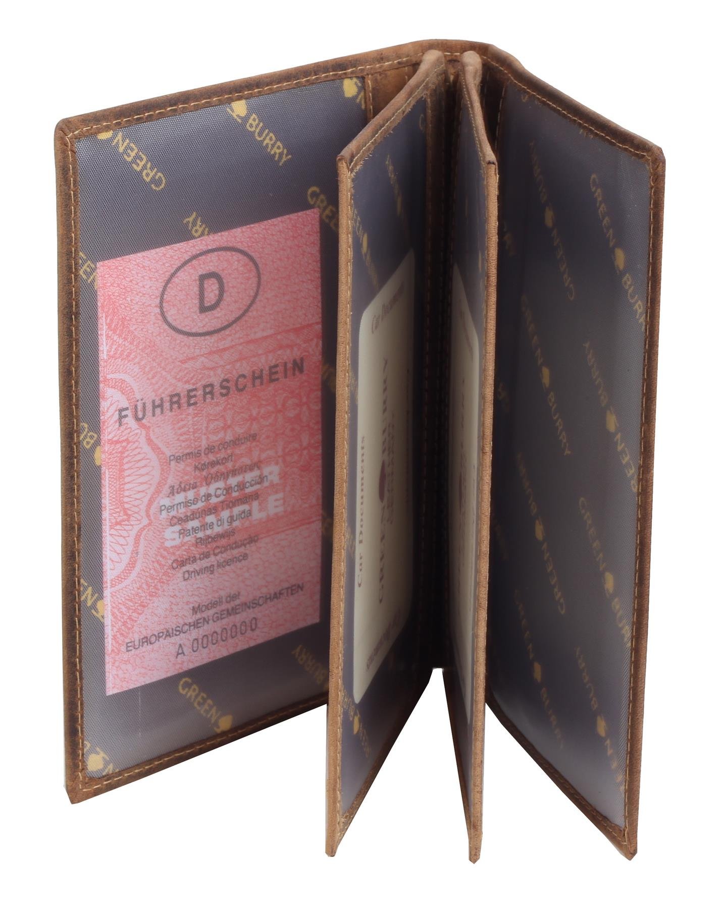 Greenburry Vintage Ausweismappe-Leder I Jagdschein-Etui mit Waidmannsheil Motiv für Jäger - 16,5x1,5x12cm