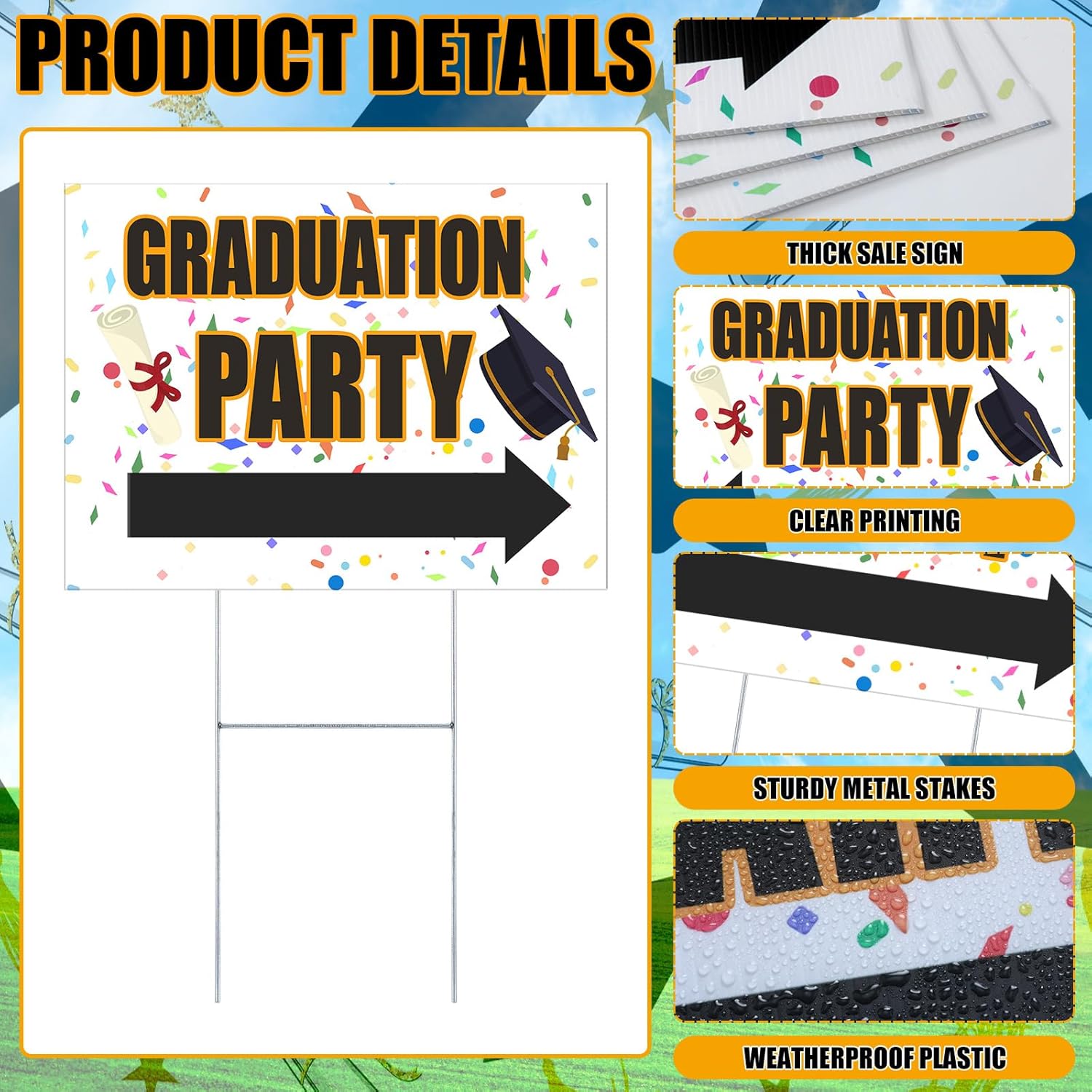 4 Packs Graduation Yard Sign Class of 2026 Graduation Party Sign with Metal Stakes 16 x 12'' Plastic Congrats Grad Lawn Decor for Senior 2026 College Pathway Photo Booth Outdoor(Classic)