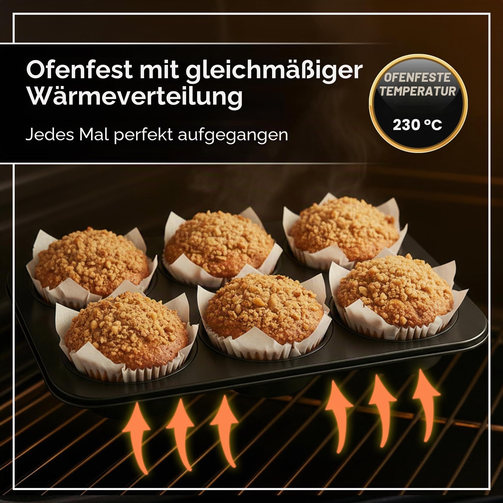 Wrenbury Jumbo Muffin-Form, 2er-Set - Antihaftbeschichtete große tiefe Muffin-Backform, 6 Mulden - Yorkshire-Pudding-Form - Riesige Cupcake-Form - PTFE-frei - 230°C ofenfest