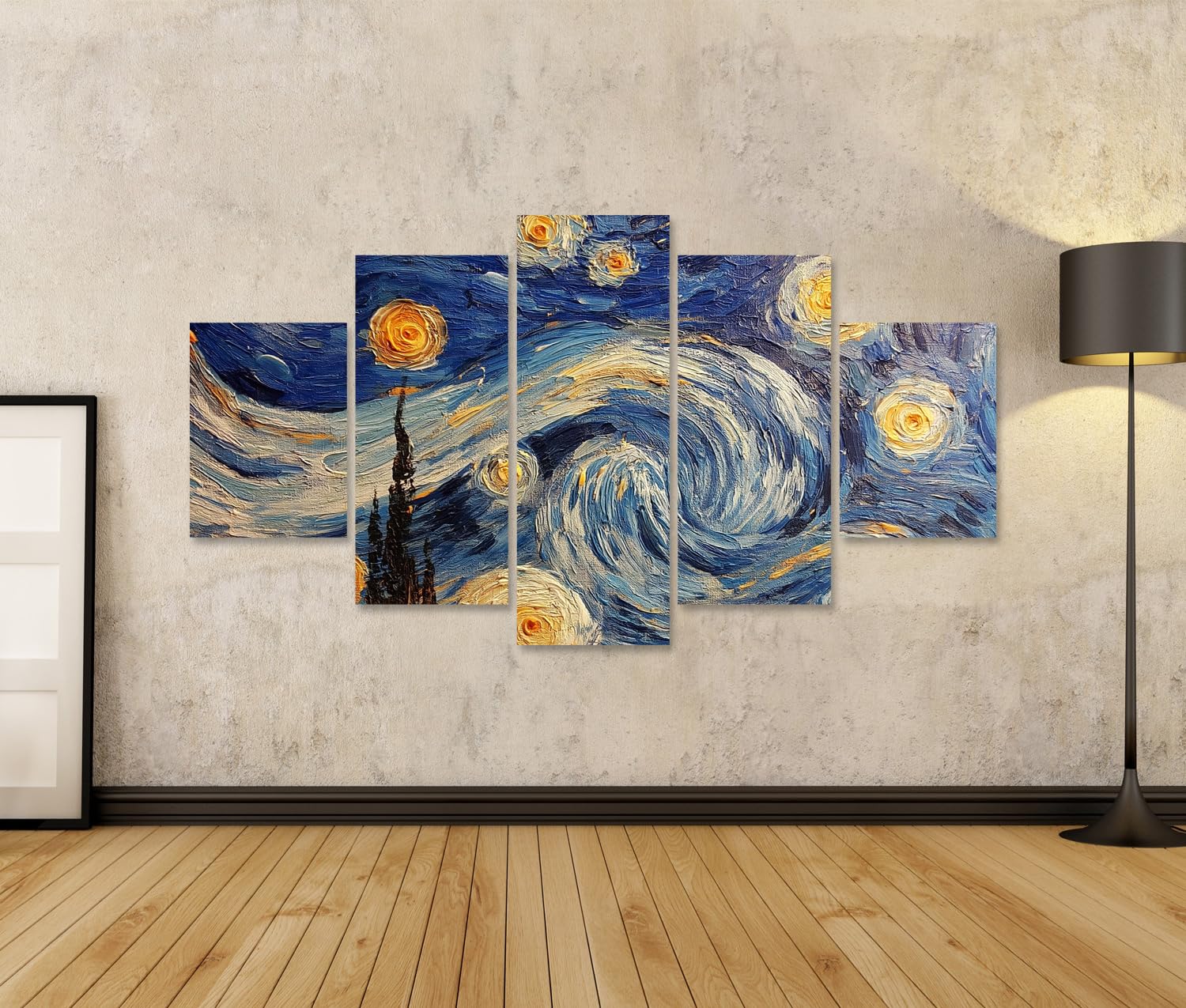 islandburner Bild auf Leinwand Faszinierender Sternenhimmel Kunstdruck Wohnzimmer Für Kunstliebhaber - 5-teilig