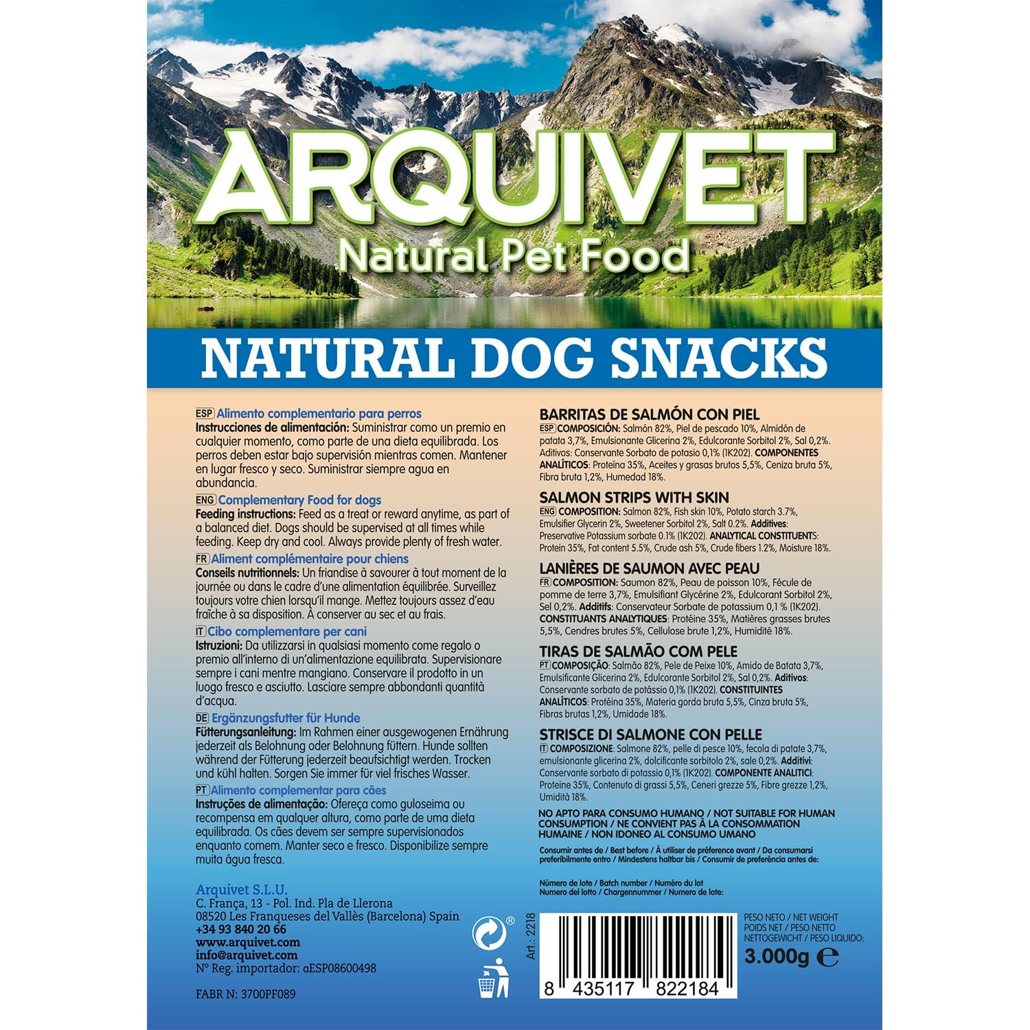 Barrette di salmone con pelle (Sfuso - 3 Kg) - Snack naturali per cani